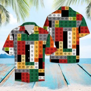 Colorful Pieces Lego Hawaiian Shirt Summer Button Up