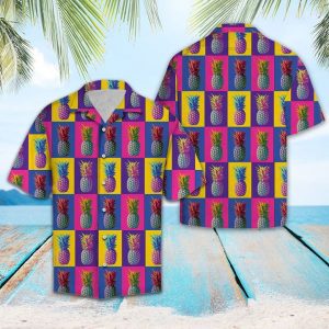 Colorful Pineapple Hawaiian Shirt Summer Button Up