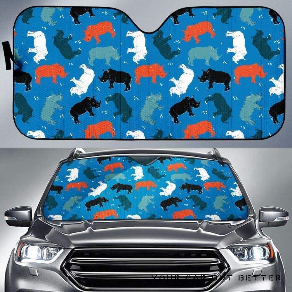 Colorful Rhino Pattern Car Auto Sun Shade Colorful Rhino Pattern Car Auto Sun Shade