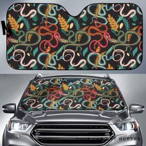 Colorful Snake Plant Pattern Car Auto Sun Shade