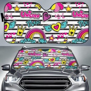 Colorful Unicorn Comics Car Auto Sun Shade