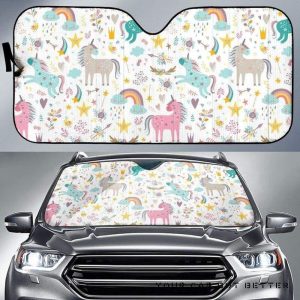 Colorful Unicorn Pattern Car Auto Sun Shade