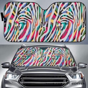 Colorful Zebra Skin Pattern Car Auto Sun Shade
