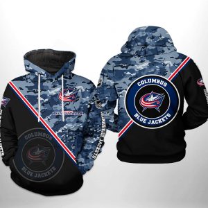 Columbus Blue Jackets NHL Camo Team 3D Printed Hoodie/Zipper Hoodie