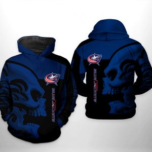 Columbus Blue Jackets NHL Skull 3D Printed Hoodie/Zipper Hoodie