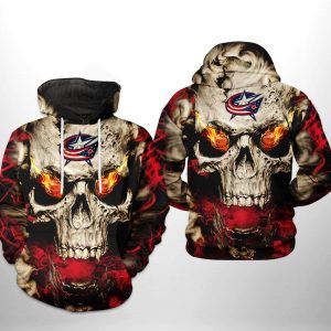 Columbus Blue Jackets NHL Skull 3D Printed Hoodie/Zipper Hoodie