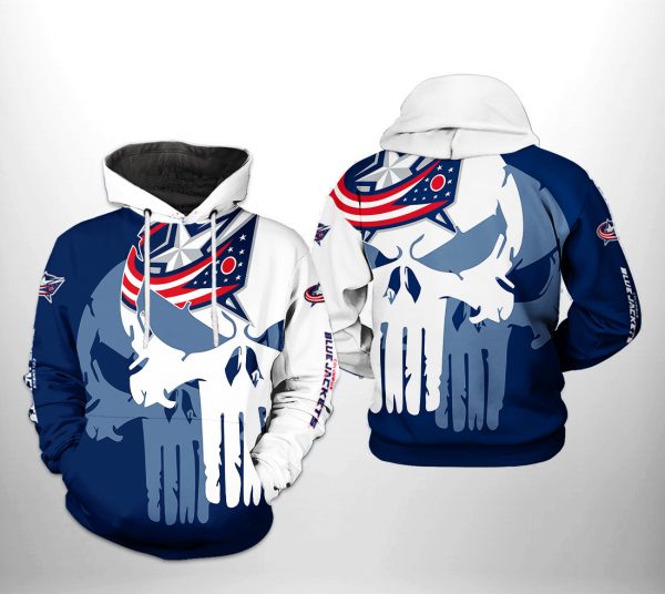 Columbus Blue Jackets NHL Team Skull 3D Printed Hoodie/Zipper Hoodie