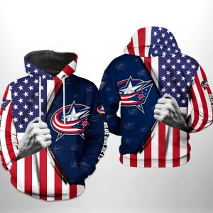 Columbus Blue Jackets NHL US FLag 3D Printed Hoodie/Zipper Hoodie