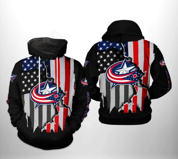 Columbus Blue Jackets NHL US FLag Team 3D Printed Hoodie/Zipper Hoodie