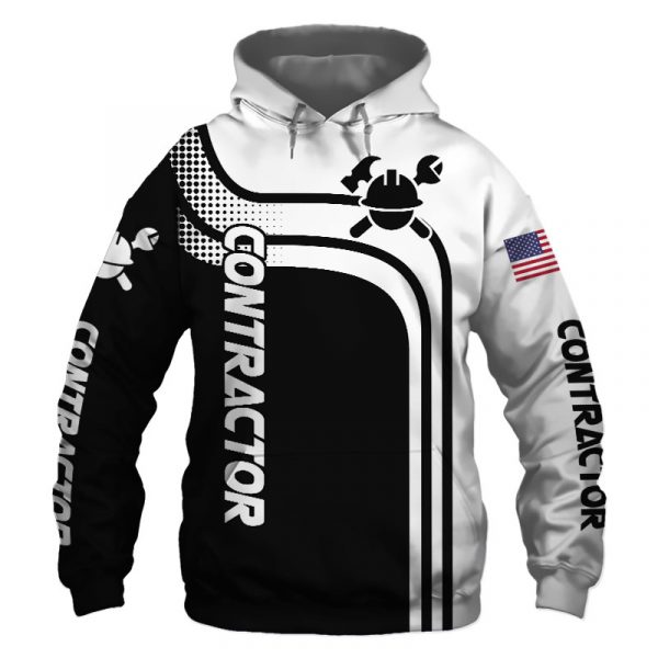 Contractor Black US Flag 3D Printed Hoodie/Zipper Hoodie