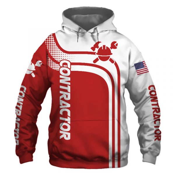 Contractor Red US Flag 3D Printed Hoodie/Zipper Hoodie