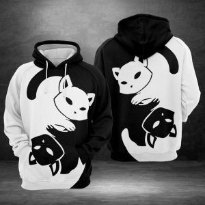 Contrast Cat 3D Printed Hoodie/Zipper Hoodie