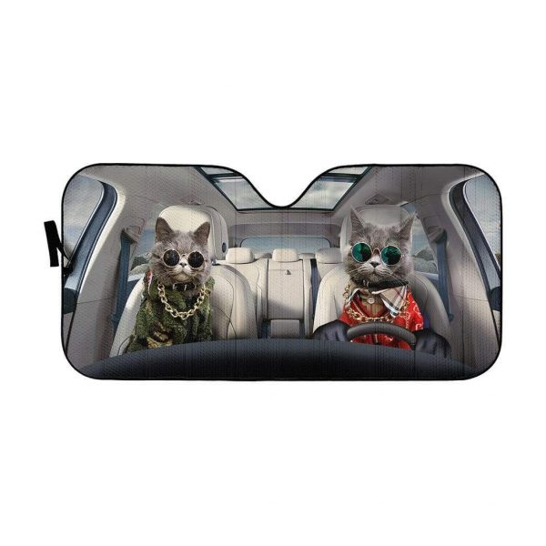 Cool Chartreux Cats Car Auto Sun Shade
