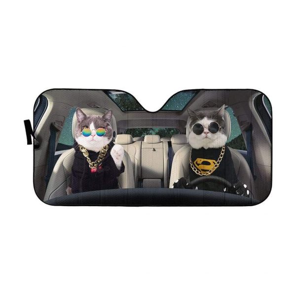 Cool Hoodie Couple Cats Car Auto Sun Shade