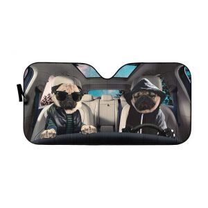 Cool Pug Couple Dogs Car Auto Sun Shade