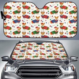 Corgi Christmas Pattern Car Auto Sun Shade