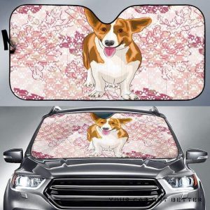 Corgi Floral Car Auto Sun Shade