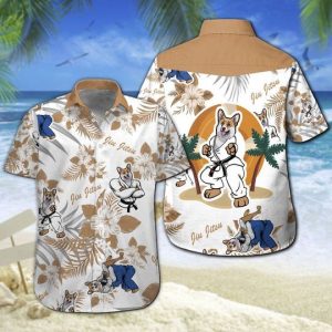 Corgi Jiu Jitsu Hawaiian Shirt Summer Button Up