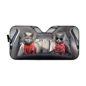 Couple Chartreux Cats Car Auto Sun Shade