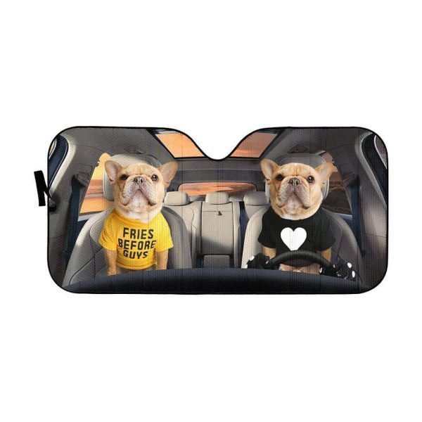 Couple Friend Bulldogs Car Auto Sun Shade