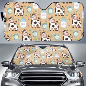 Cow Bottle Of Milk Pattern Car Auto Sun Shade