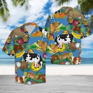 Cow Love Fruit Hawaiian Shirt Summer Button Up