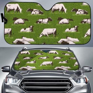 Cow On Green Grass Car Auto Sun Shade