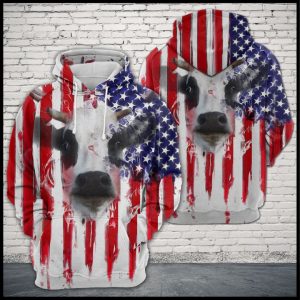 Cow Usa Flag 3D Printed Hoodie/Zipper Hoodie