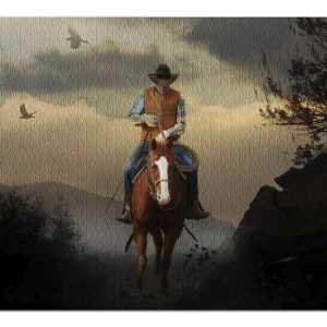 Cowboy At Sunset Jigsaw Puzzle Set