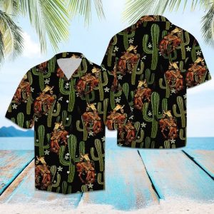 Cowboy Cactus Hawaiian Shirt Summer Button Up