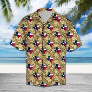 Cowboy Hat Texas Hawaiian Shirt Summer Button Up