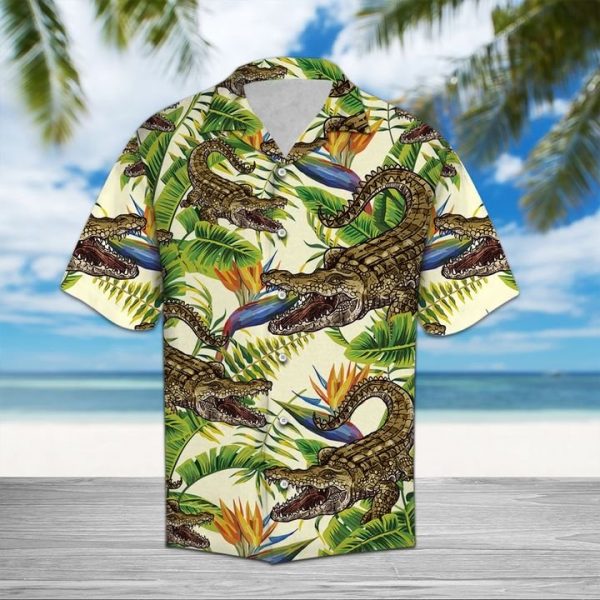 Crocodile Banana Palm Hawaiian Shirt Summer Button Up