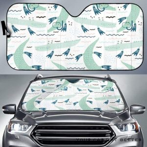 Crocodile Diver Pattern Car Auto Sun Shade
