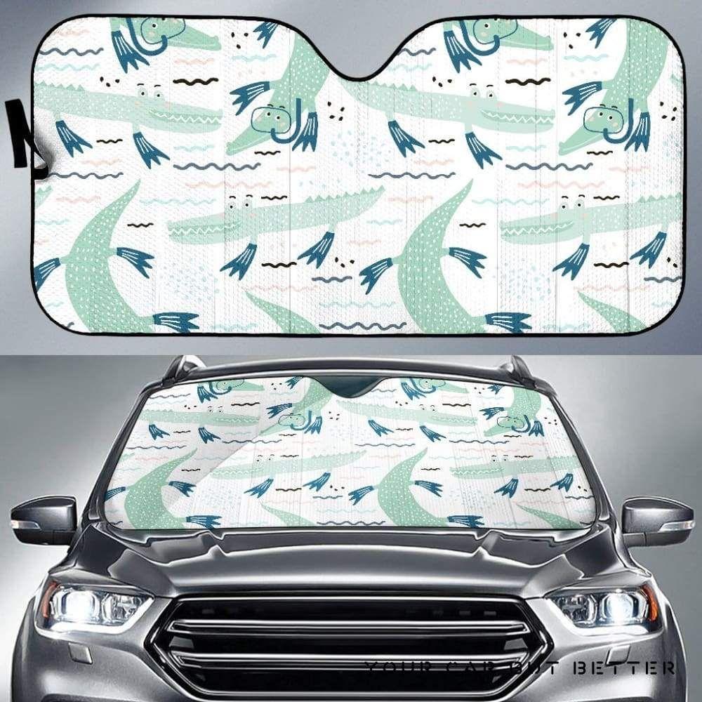 Crocodile Diver Pattern Car Auto Sun Shade Crocodile Diver Pattern Car Auto Sun Shade