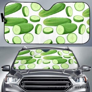 Cucumber Whole Slices Pattern Car Auto Sun Shade