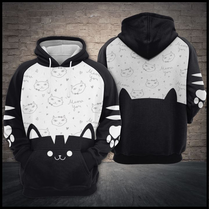 Cute Black Cat 3D Printed Hoodie/Zipper Hoodie Cute Black Cat 3D Printed Hoodie/Zipper Hoodie
