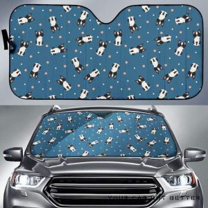 Cute Boston Terrier Dog Spattern Car Auto Sun Shade