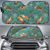 Cute Brown Sea Otters Ornamental Seaweed Corals Green Water Car Auto Sun Shade