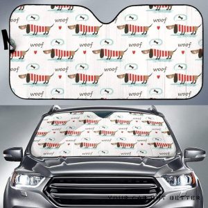 Cute Dachshund Bone Pattern Car Auto Sun Shade