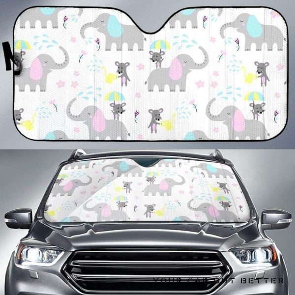 Cute Elephant Mouse Pattern Car Auto Sun Shade