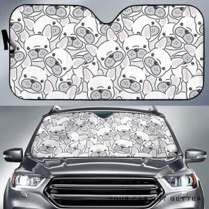 Cute French Bulldog Head Pattern Car Auto Sun Shade