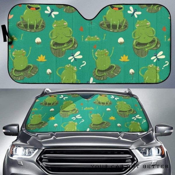 Cute Frog Dragonfly Pattern Car Auto Sun Shade