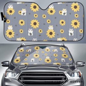 Cute Hamster Sunflower Pattern Car Auto Sun Shade