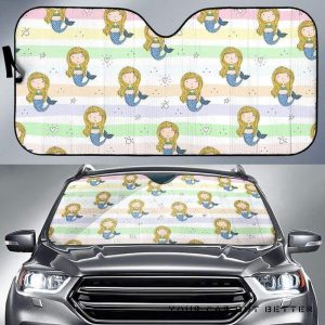 Cute Hand Drawn Mermaid Car Auto Sun Shade
