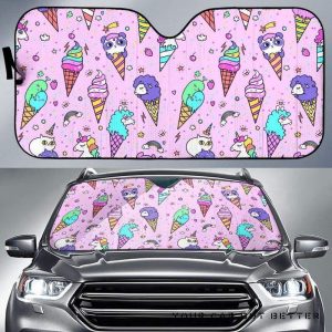 Cute Ice Cream Cone Animal Pattern Car Auto Sun Shade
