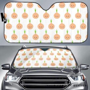 Cute Onions Smiling Faces Car Auto Sun Shade
