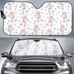 Cute Poodle Dog Star Pattern Car Auto Sun Shade