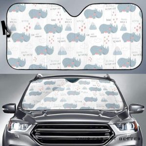 Cute Rhino Heart Pattern Car Auto Sun Shade