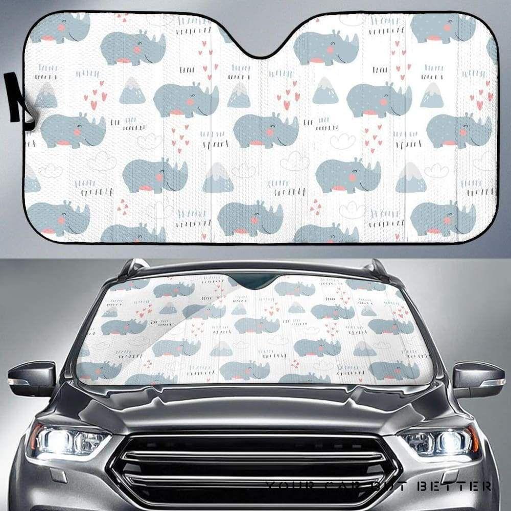 Cute Rhino Heart Pattern Car Auto Sun Shade Cute Rhino Heart Pattern Car Auto Sun Shade