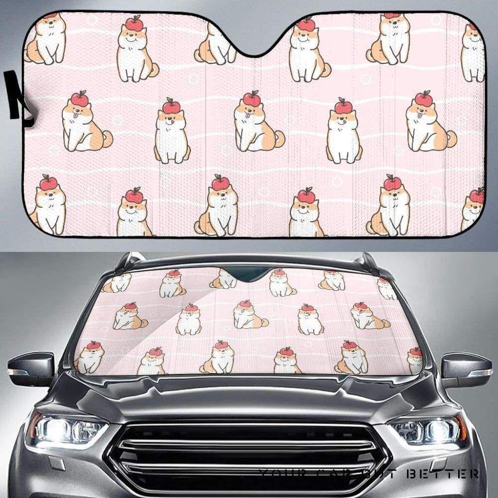 Cute Shiba Inu Dog Apple Pattern Car Auto Sun Shade Cute Shiba Inu Dog Apple Pattern Car Auto Sun Shade